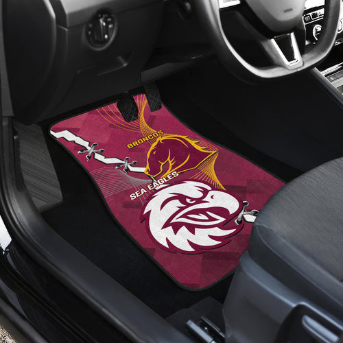 Personalised Broncos And Eagles Rugby Car Mats Sporty Version