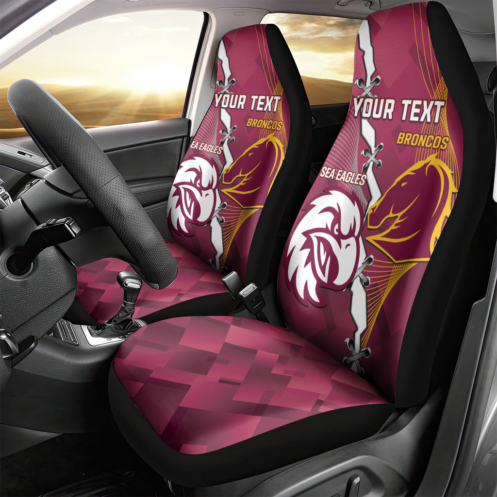 Personalised Broncos And Eagles Rugby Car Seat Cover Sporty Version