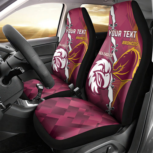 Personalised Broncos And Eagles Rugby Car Seat Cover Sporty Version