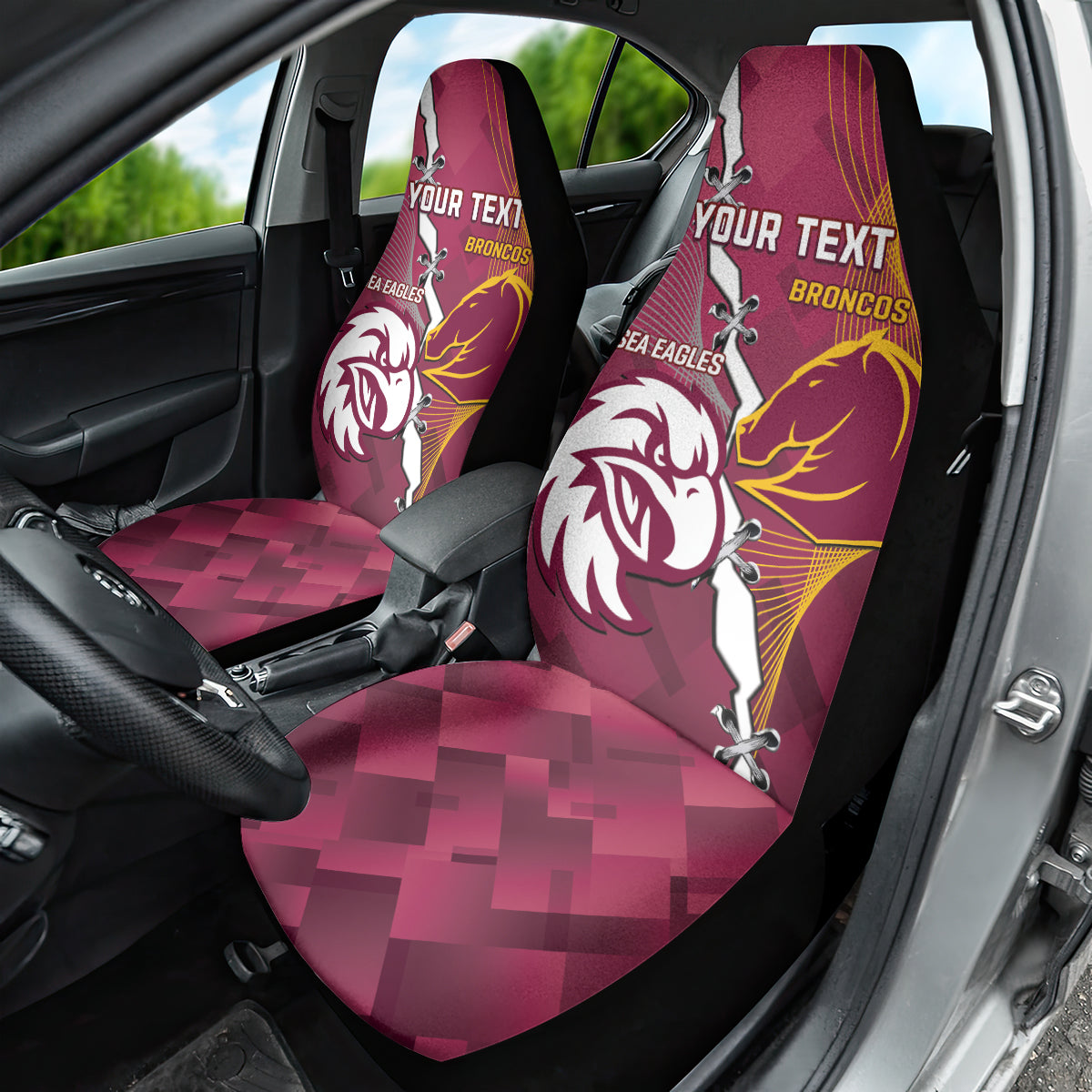 Personalised Broncos And Eagles Rugby Car Seat Cover Sporty Version