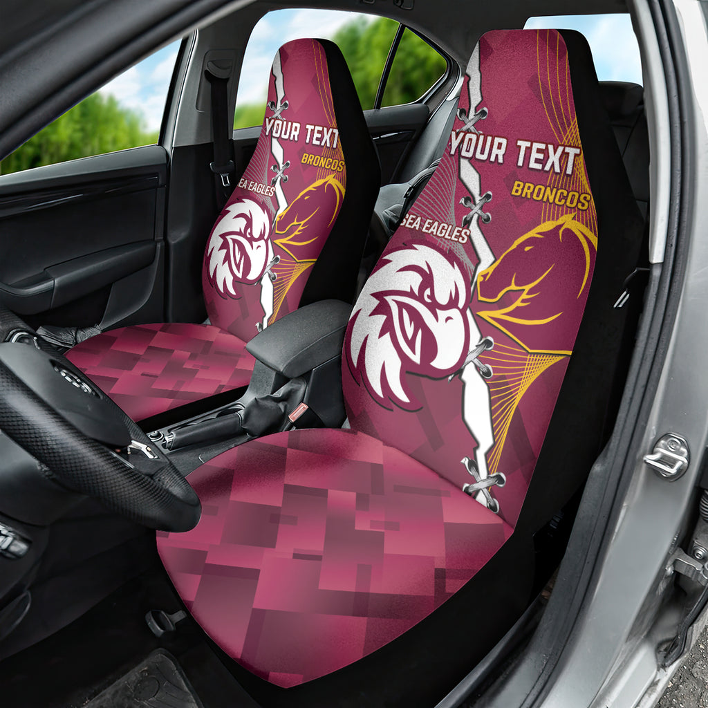Personalised Broncos And Eagles Rugby Car Seat Cover Sporty Version