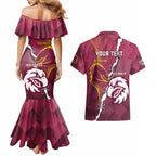 Personalised Broncos And Eagles Rugby Couples Matching Mermaid Dress and Hawaiian Shirt Sporty Version