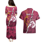 Personalised Broncos And Eagles Rugby Couples Matching Puletasi and Hawaiian Shirt Sporty Version