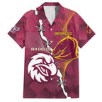 Personalised Broncos And Eagles Rugby Family Matching Long Sleeve Bodycon Dress and Hawaiian Shirt Sporty Version