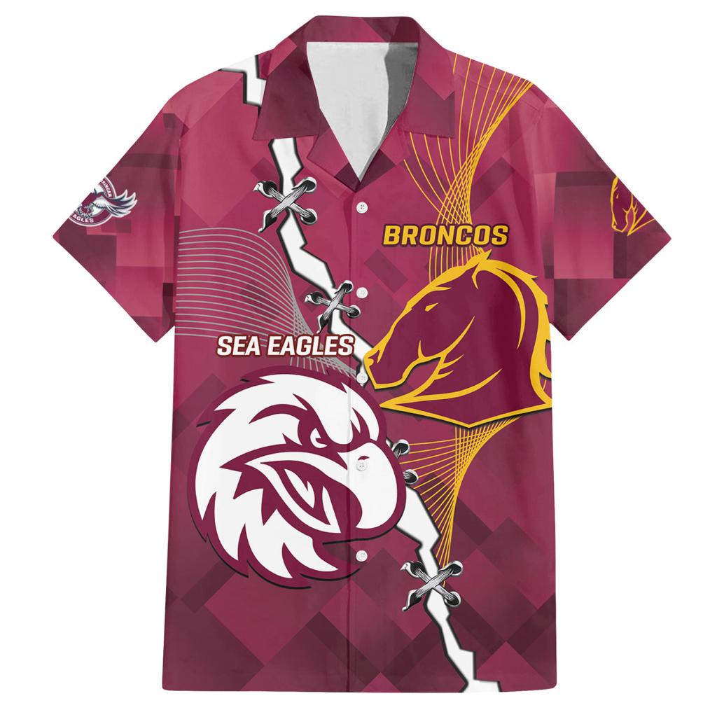 Personalised Broncos And Eagles Rugby Family Matching Long Sleeve Bodycon Dress and Hawaiian Shirt Sporty Version