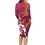 Personalised Broncos And Eagles Rugby Family Matching Long Sleeve Bodycon Dress and Hawaiian Shirt Sporty Version