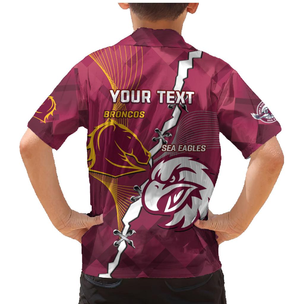 Personalised Broncos And Eagles Rugby Family Matching Mermaid Dress and Hawaiian Shirt Sporty Version
