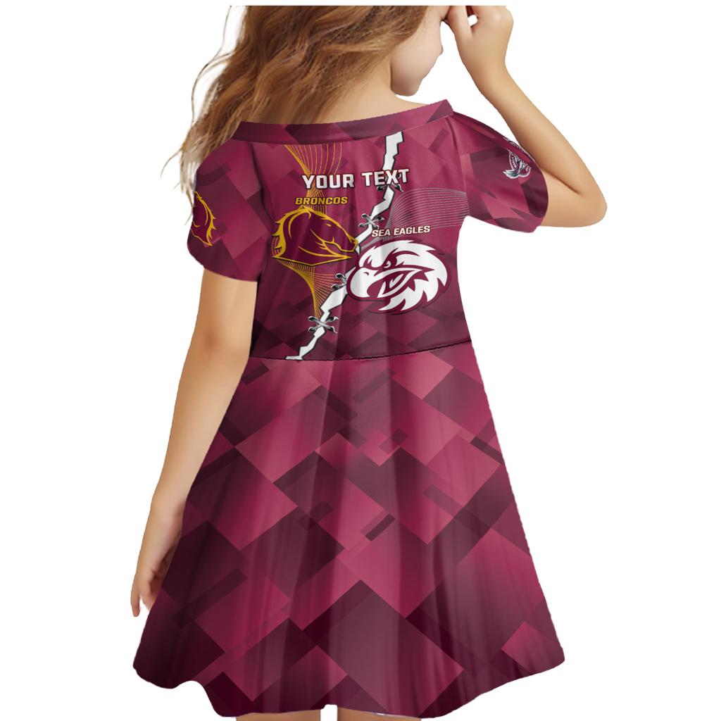 Personalised Broncos And Eagles Rugby Family Matching Mermaid Dress and Hawaiian Shirt Sporty Version