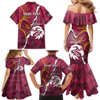 Personalised Broncos And Eagles Rugby Family Matching Mermaid Dress and Hawaiian Shirt Sporty Version