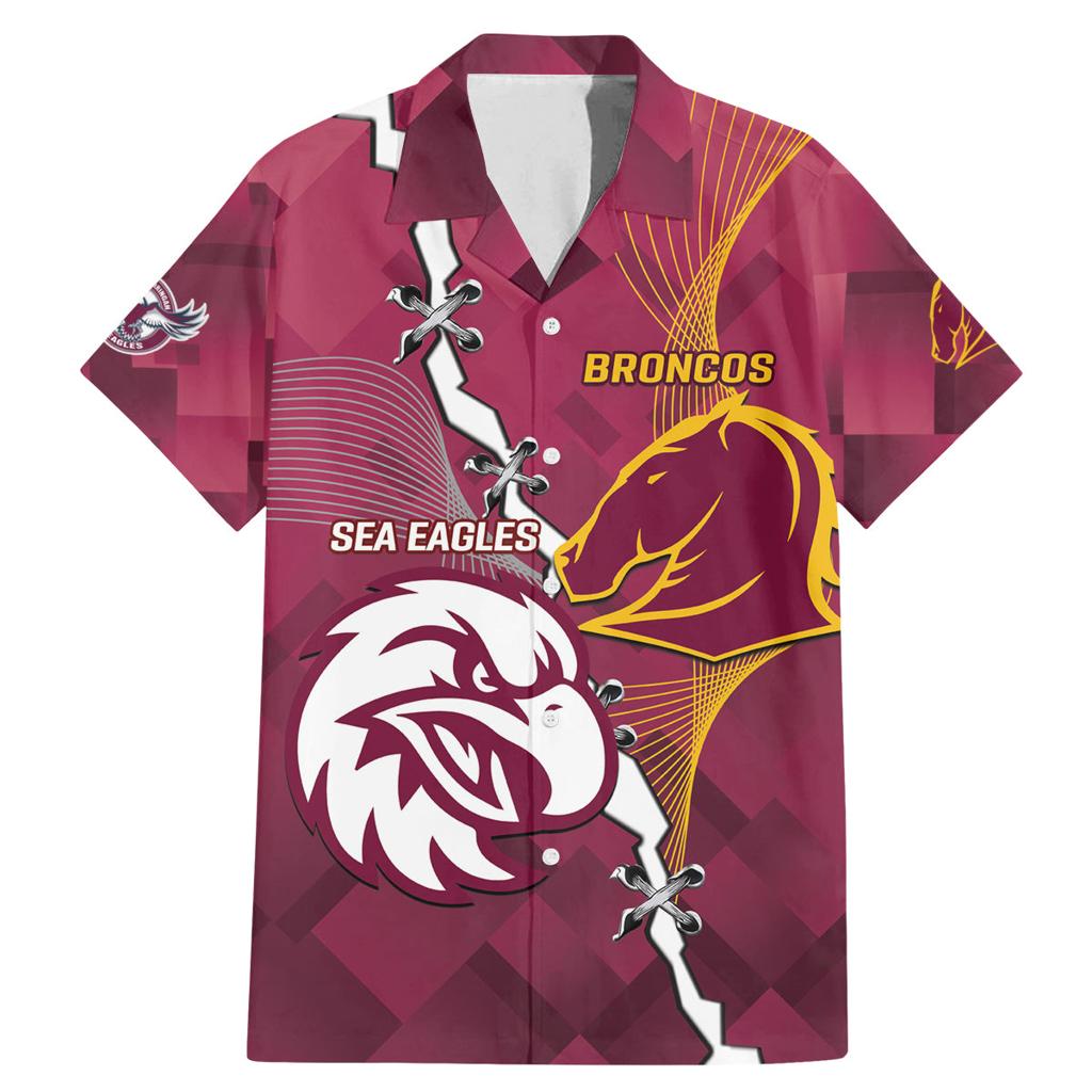 Personalised Broncos And Eagles Rugby Family Matching Mermaid Dress and Hawaiian Shirt Sporty Version