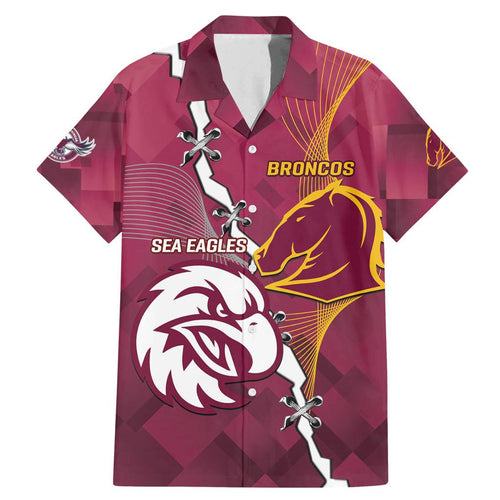 Personalised Broncos And Eagles Rugby Family Matching Mermaid Dress and Hawaiian Shirt Sporty Version