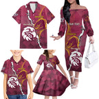 Personalised Broncos And Eagles Rugby Family Matching Off The Shoulder Long Sleeve Dress and Hawaiian Shirt Sporty Version