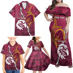 Personalised Broncos And Eagles Rugby Family Matching Off Shoulder Maxi Dress and Hawaiian Shirt Sporty Version