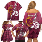 Personalised Broncos And Eagles Rugby Family Matching Off Shoulder Short Dress and Hawaiian Shirt Sporty Version