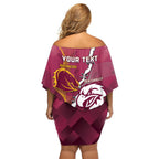 Personalised Broncos And Eagles Rugby Family Matching Off Shoulder Short Dress and Hawaiian Shirt Sporty Version