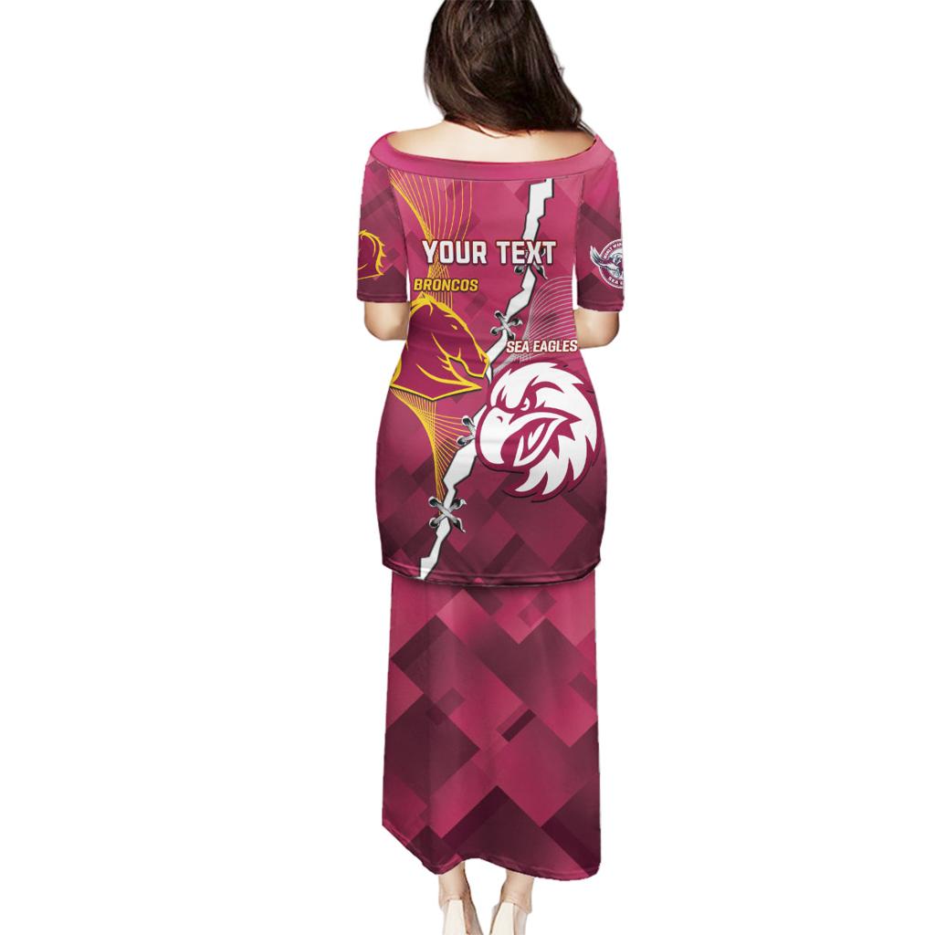Personalised Broncos And Eagles Rugby Family Matching Puletasi and Hawaiian Shirt Sporty Version