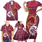 Personalised Broncos And Eagles Rugby Family Matching Short Sleeve Bodycon Dress and Hawaiian Shirt Sporty Version