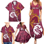 Personalised Broncos And Eagles Rugby Family Matching Summer Maxi Dress and Hawaiian Shirt Sporty Version