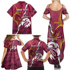 Personalised Broncos And Eagles Rugby Family Matching Summer Maxi Dress and Hawaiian Shirt Sporty Version