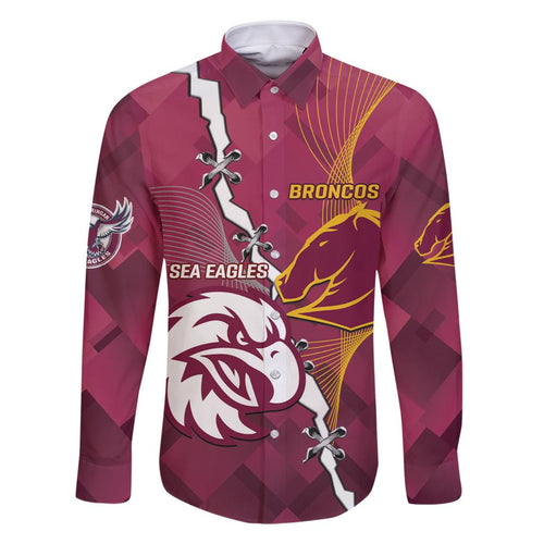 Personalised Broncos And Eagles Rugby Family Matching Summer Maxi Dress and Hawaiian Shirt Sporty Version