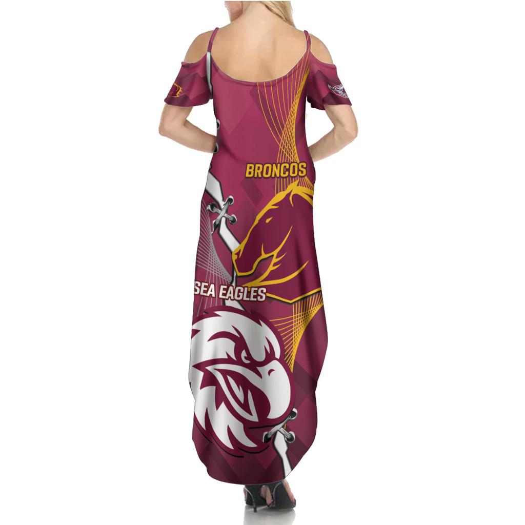 Personalised Broncos And Eagles Rugby Family Matching Summer Maxi Dress and Hawaiian Shirt Sporty Version
