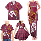 Personalised Broncos And Eagles Rugby Family Matching Tank Maxi Dress and Hawaiian Shirt Sporty Version