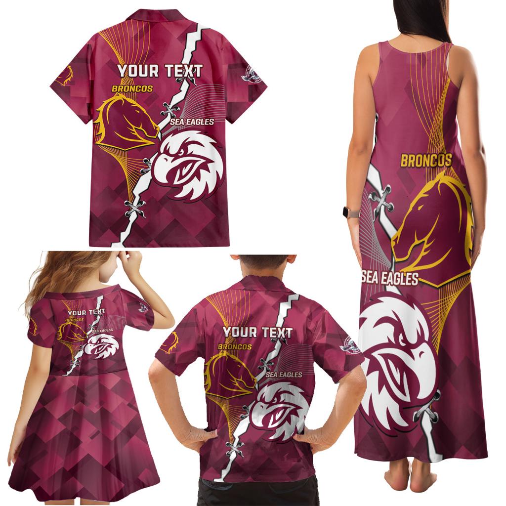 Personalised Broncos And Eagles Rugby Family Matching Tank Maxi Dress and Hawaiian Shirt Sporty Version