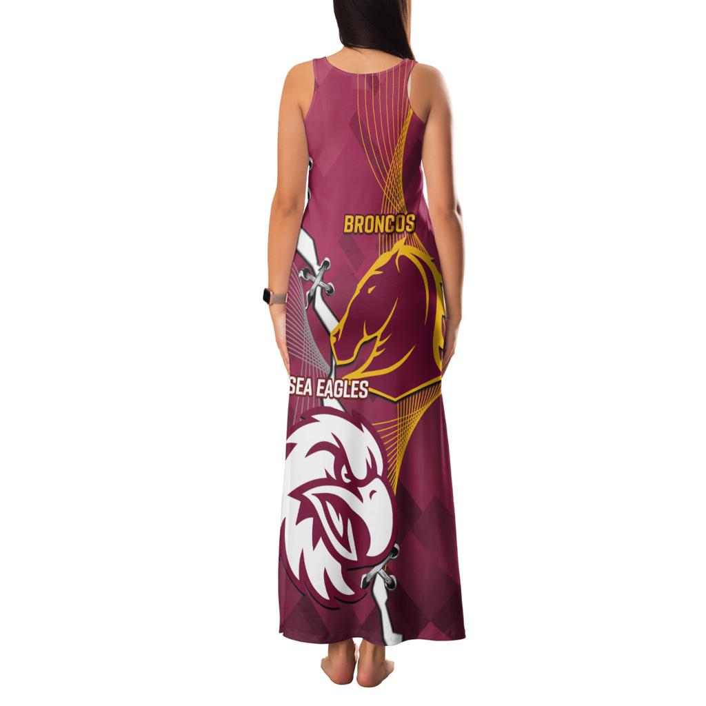 Personalised Broncos And Eagles Rugby Family Matching Tank Maxi Dress and Hawaiian Shirt Sporty Version