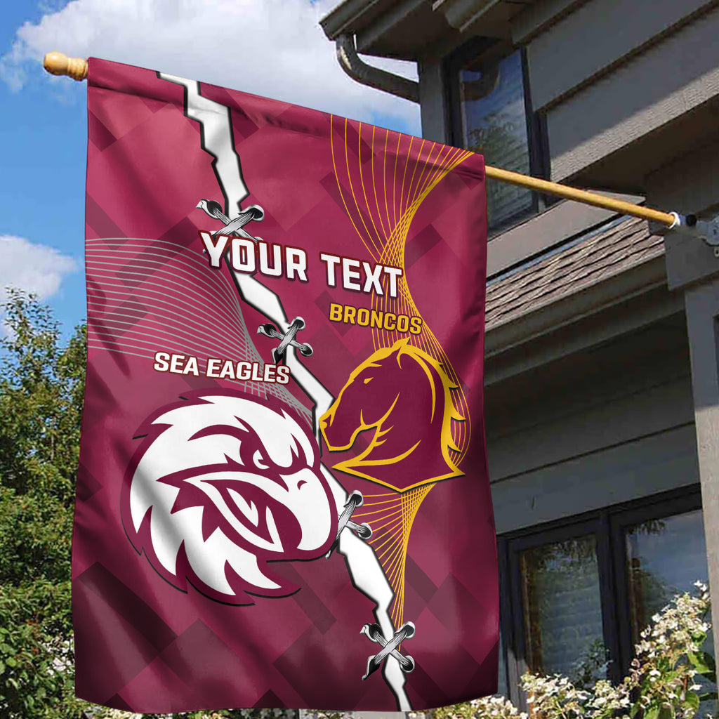 Personalised Broncos And Eagles Rugby Garden Flag Sporty Version