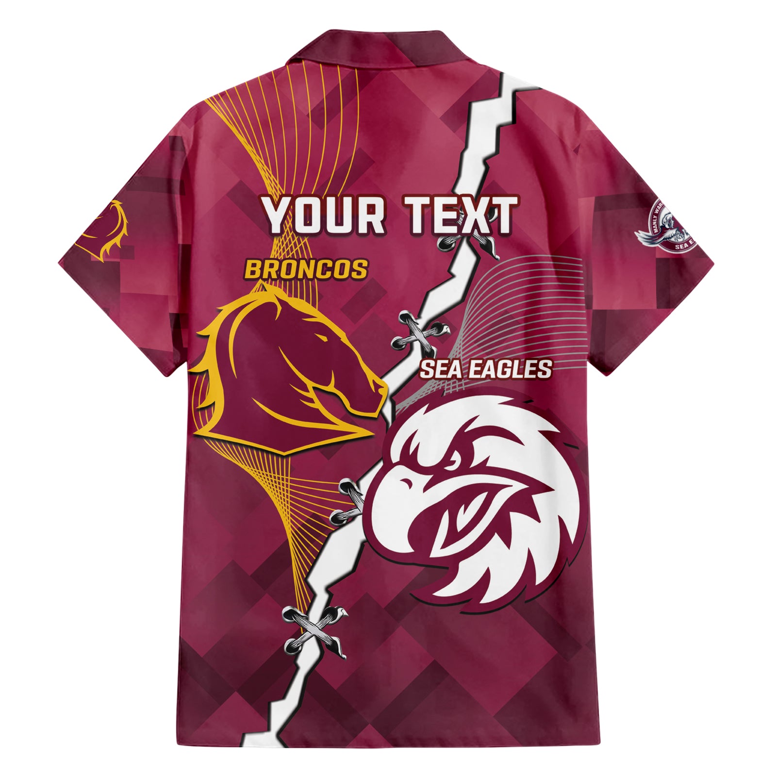 Personalised Broncos And Eagles Rugby Hawaiian Shirt Sporty Version