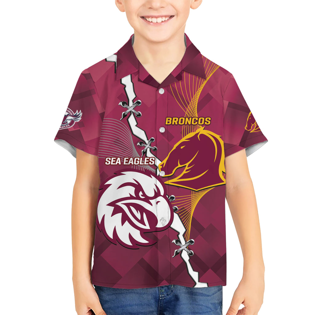 Personalised Broncos And Eagles Rugby Hawaiian Shirt Sporty Version