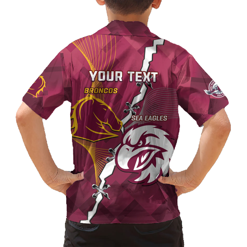 Personalised Broncos And Eagles Rugby Hawaiian Shirt Sporty Version