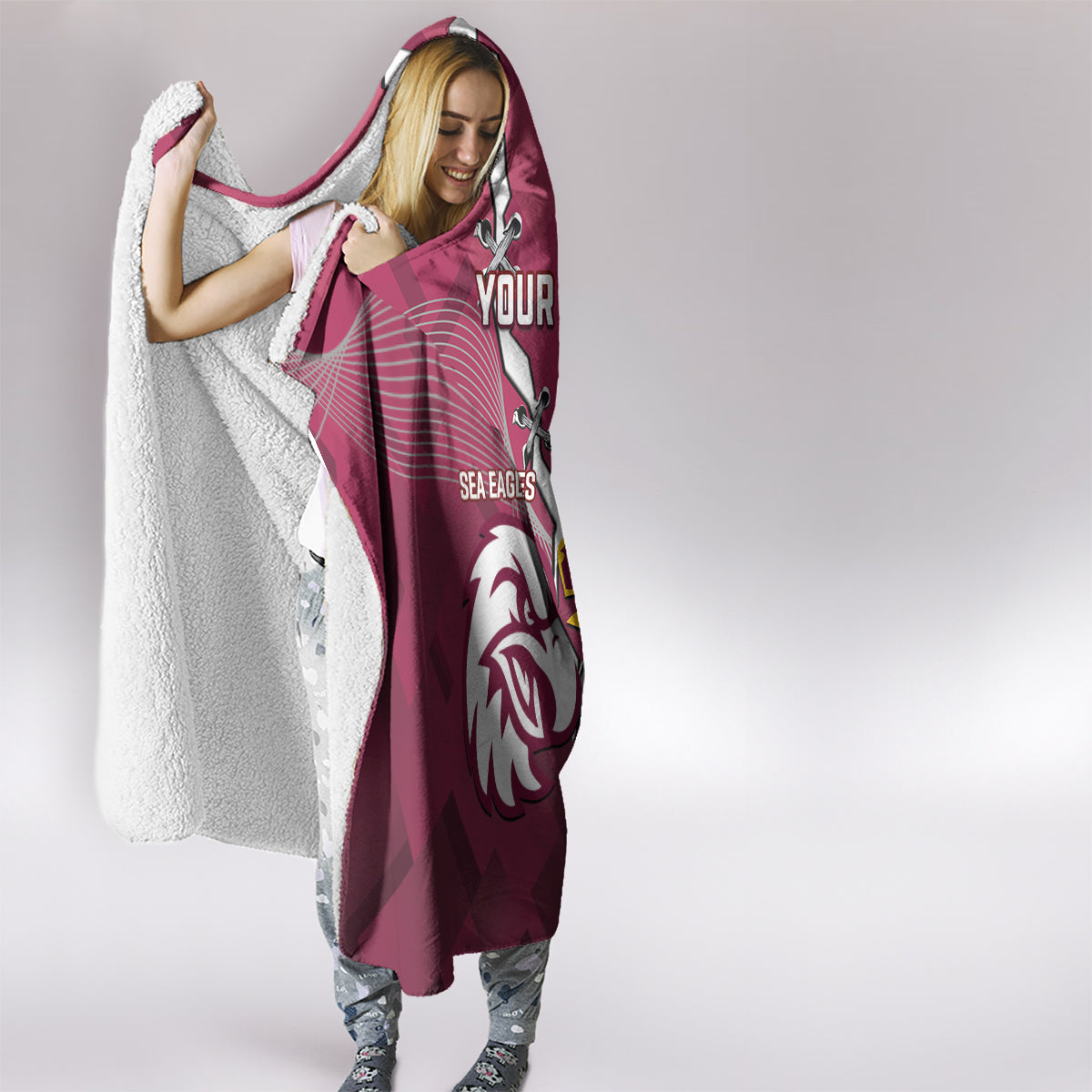 Personalised Broncos And Eagles Rugby Hooded Blanket Sporty Version