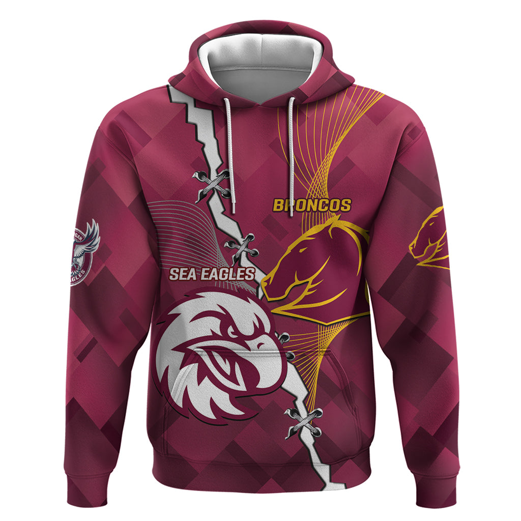 Personalised Broncos And Eagles Rugby Hoodie Sporty Version