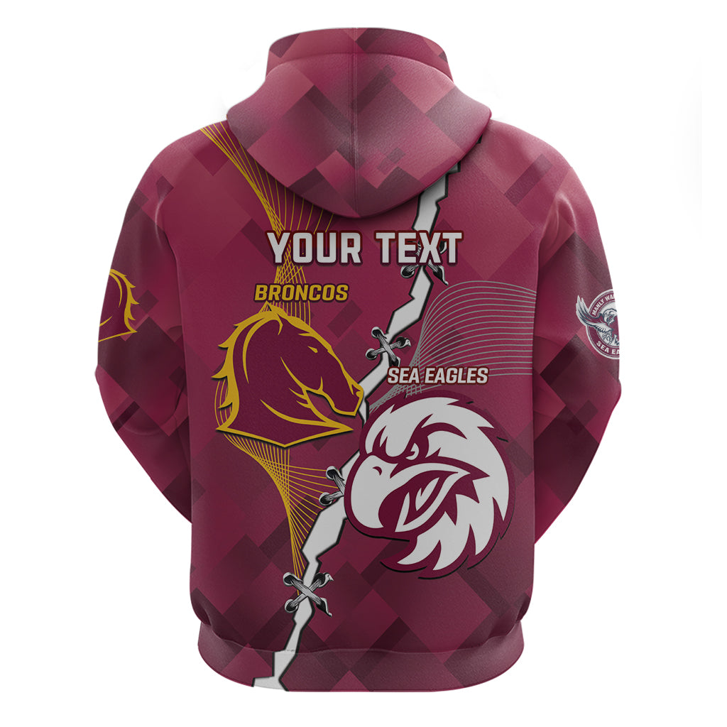 Personalised Broncos And Eagles Rugby Hoodie Sporty Version