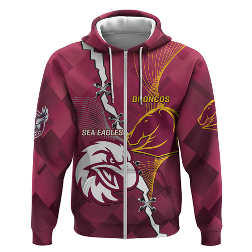 Personalised Broncos And Eagles Rugby Hoodie Sporty Version