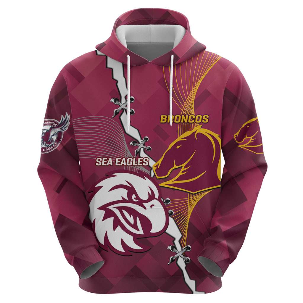 Personalised Broncos And Eagles Rugby Hoodie Sporty Version