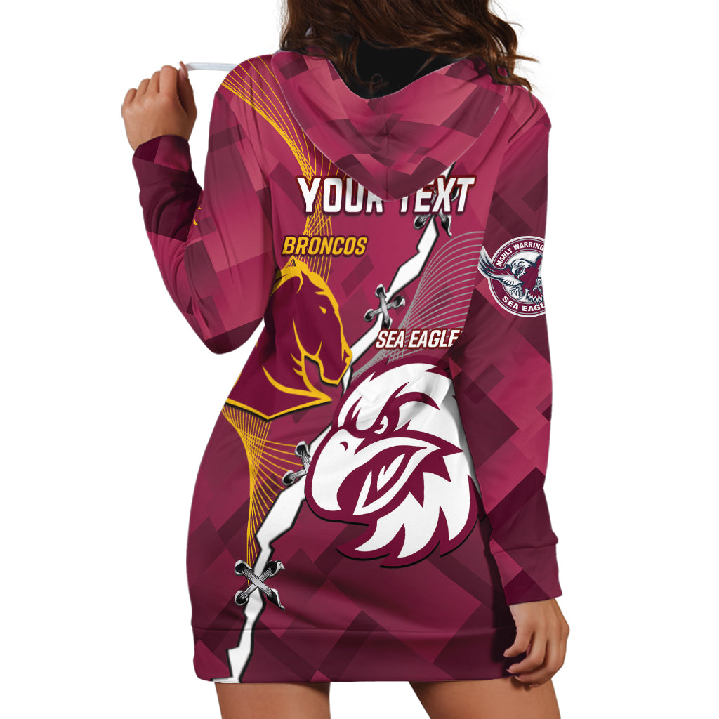 Personalised Broncos And Eagles Rugby Hoodie Dress Sporty Version