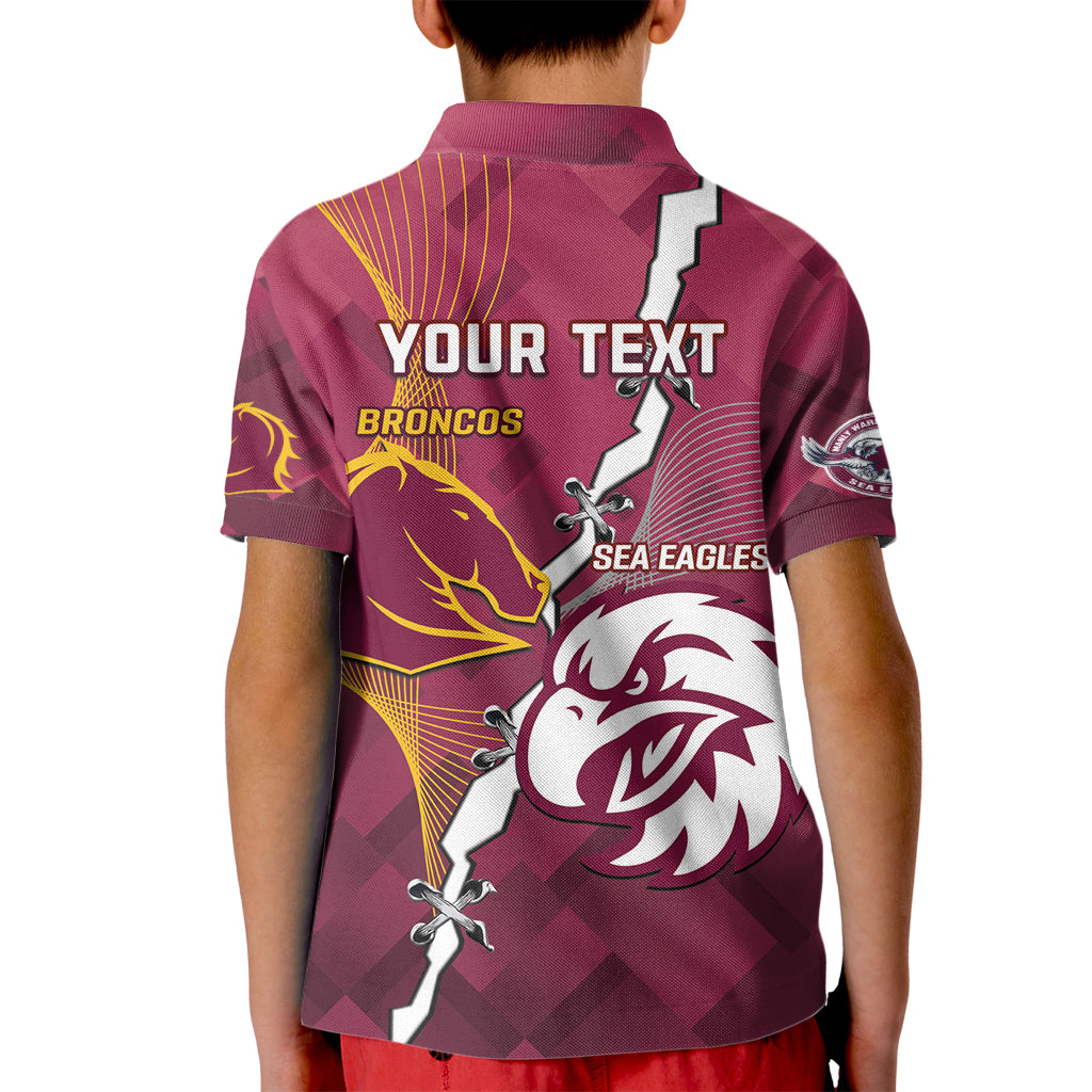 Personalised Broncos And Eagles Rugby Kid Polo Shirt Sporty Version