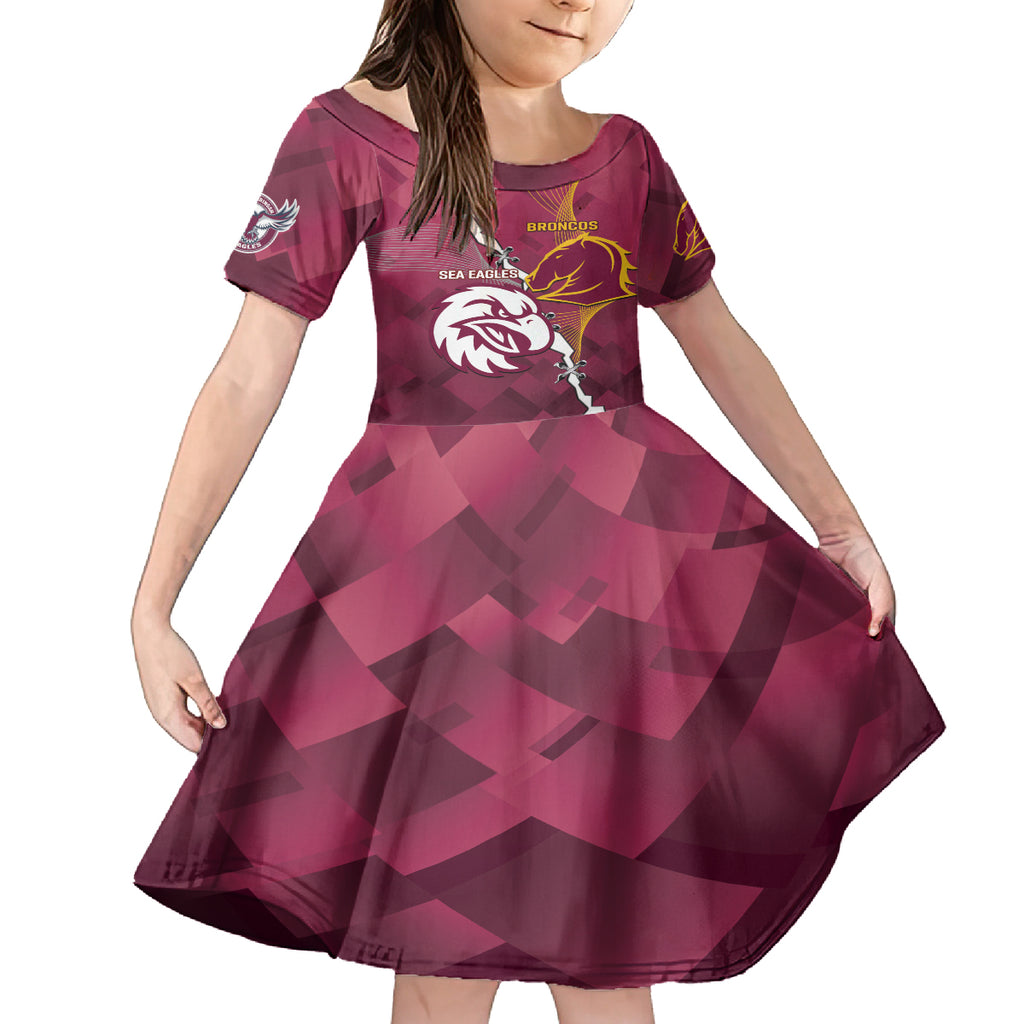 Personalised Broncos And Eagles Rugby Kid Short Sleeve Dress Sporty Version