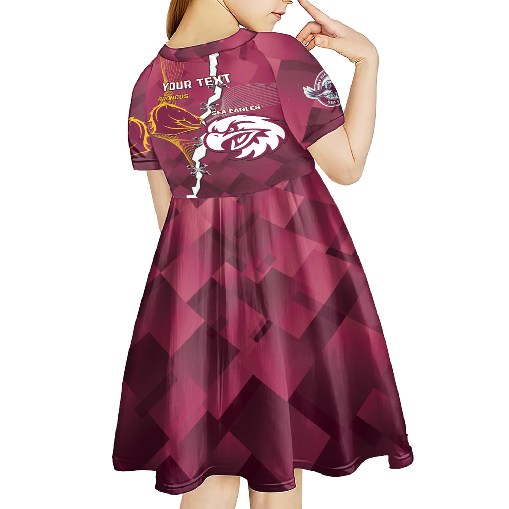 Personalised Broncos And Eagles Rugby Kid Short Sleeve Dress Sporty Version