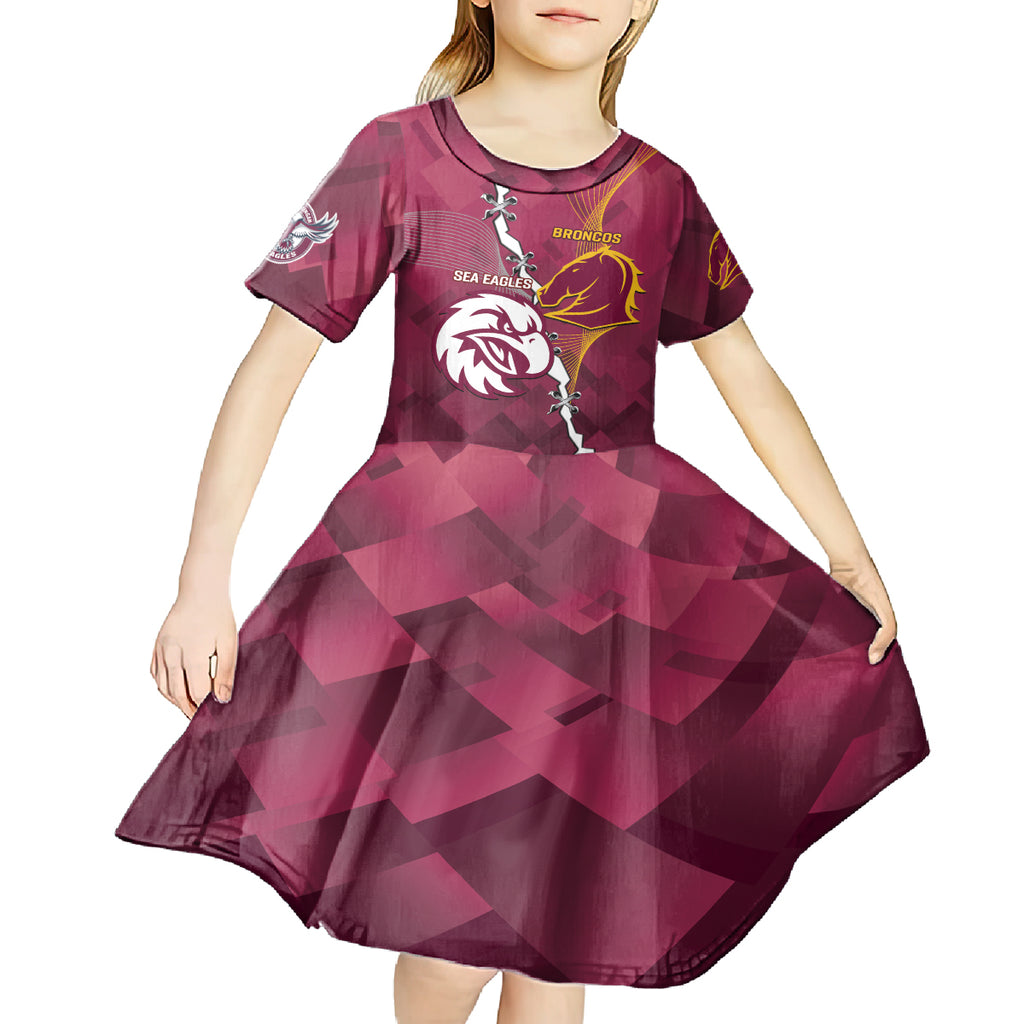 Personalised Broncos And Eagles Rugby Kid Short Sleeve Dress Sporty Version