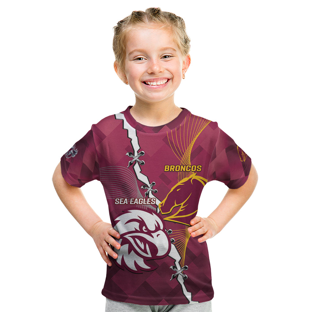 Personalised Broncos And Eagles Rugby Kid T Shirt Sporty Version