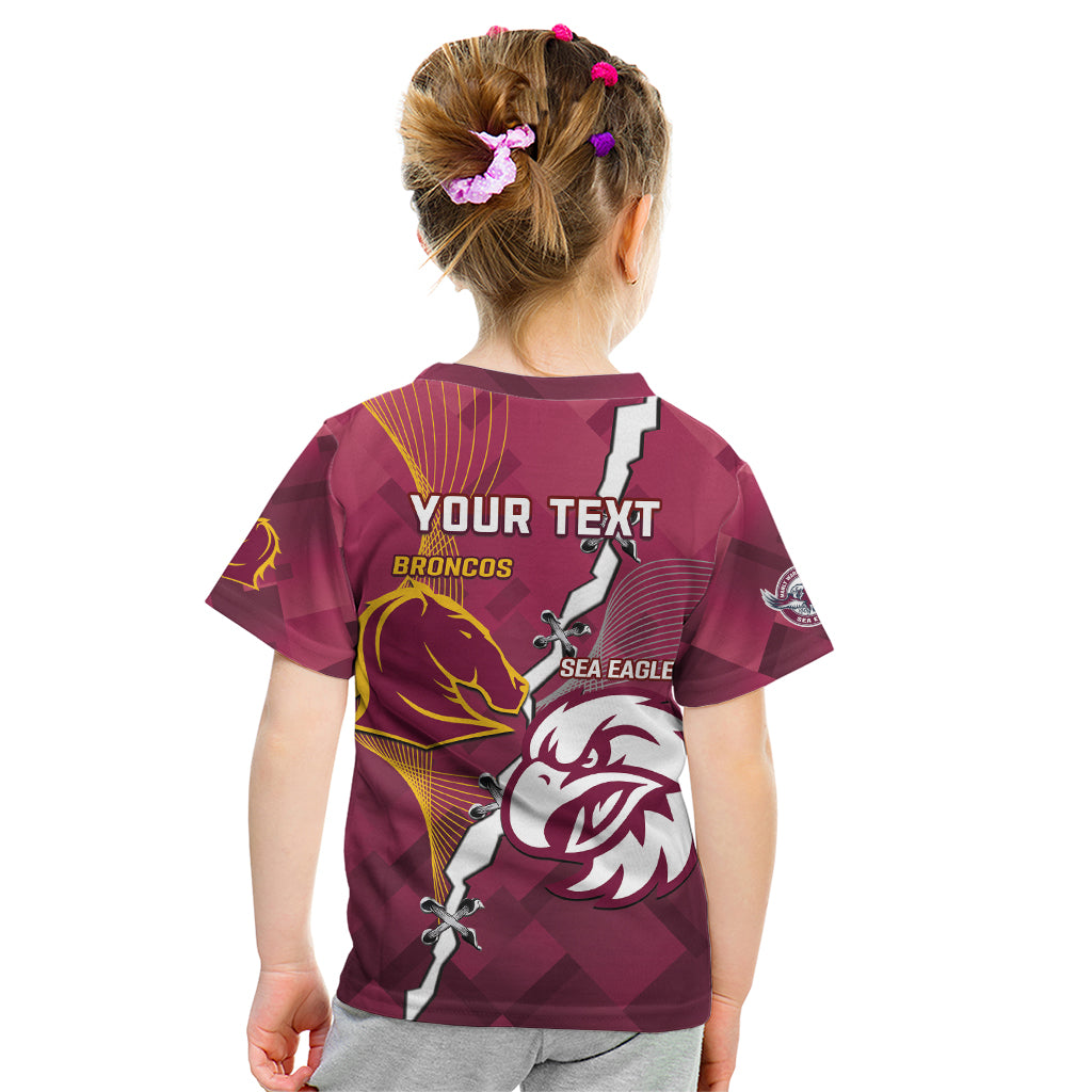 Personalised Broncos And Eagles Rugby Kid T Shirt Sporty Version