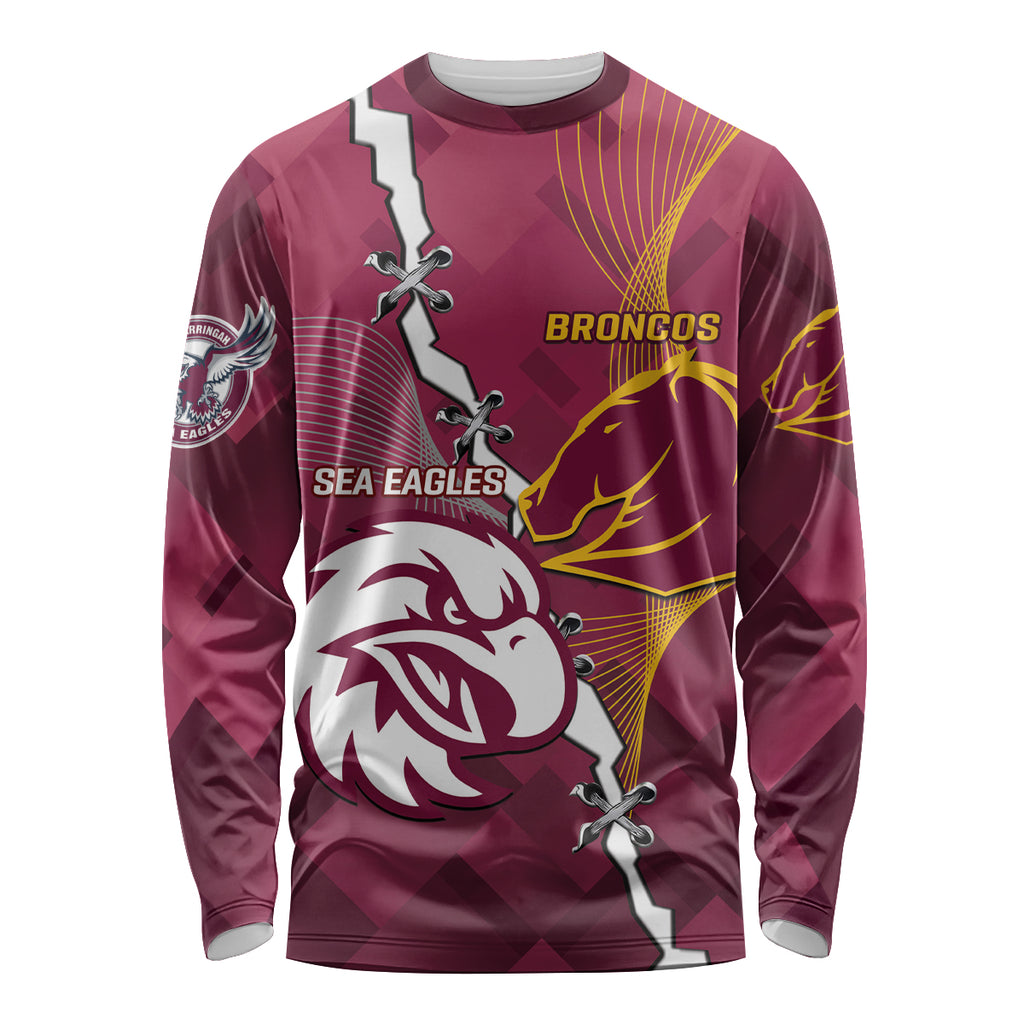 Personalised Broncos And Eagles Rugby Long Sleeve Shirt Sporty Version