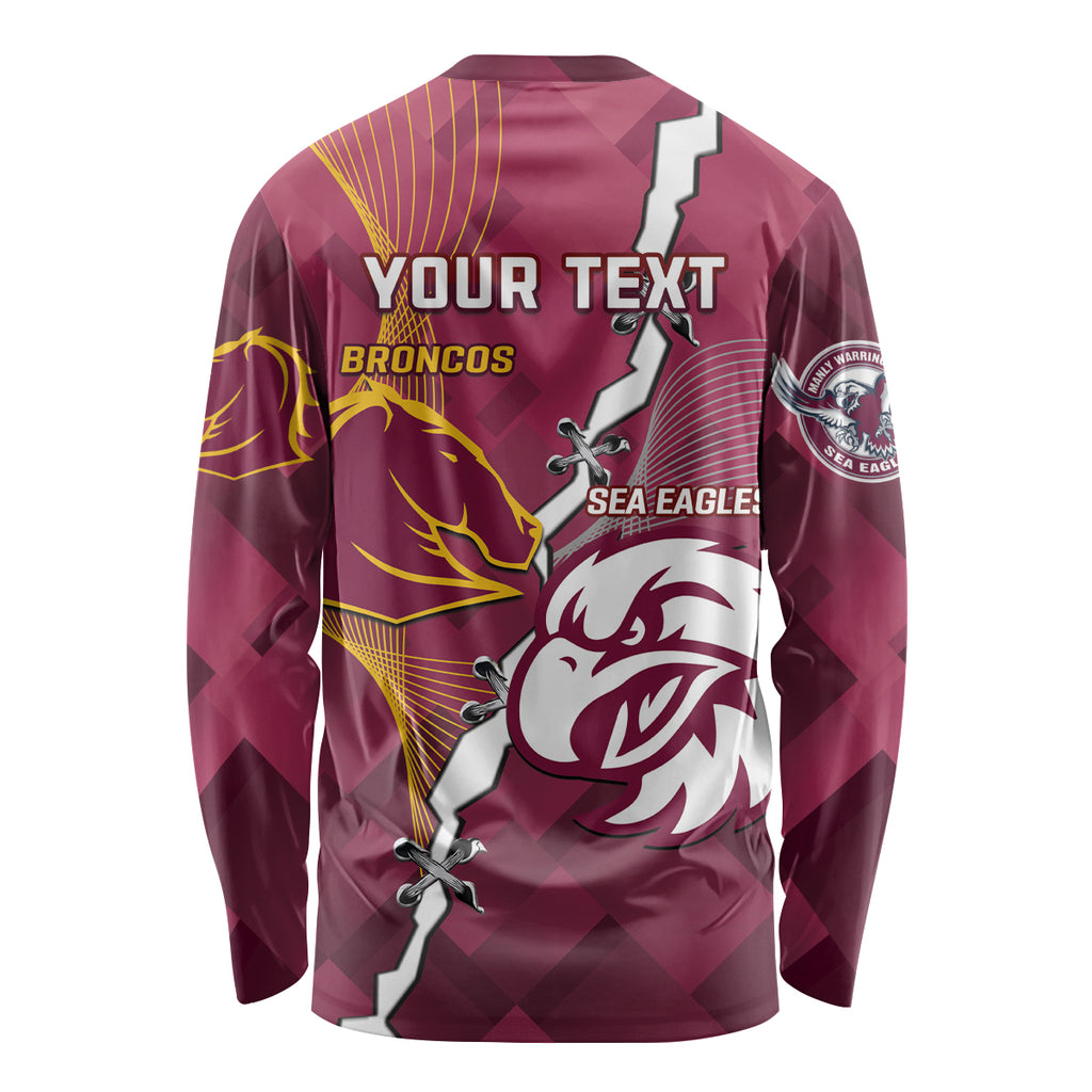 Personalised Broncos And Eagles Rugby Long Sleeve Shirt Sporty Version