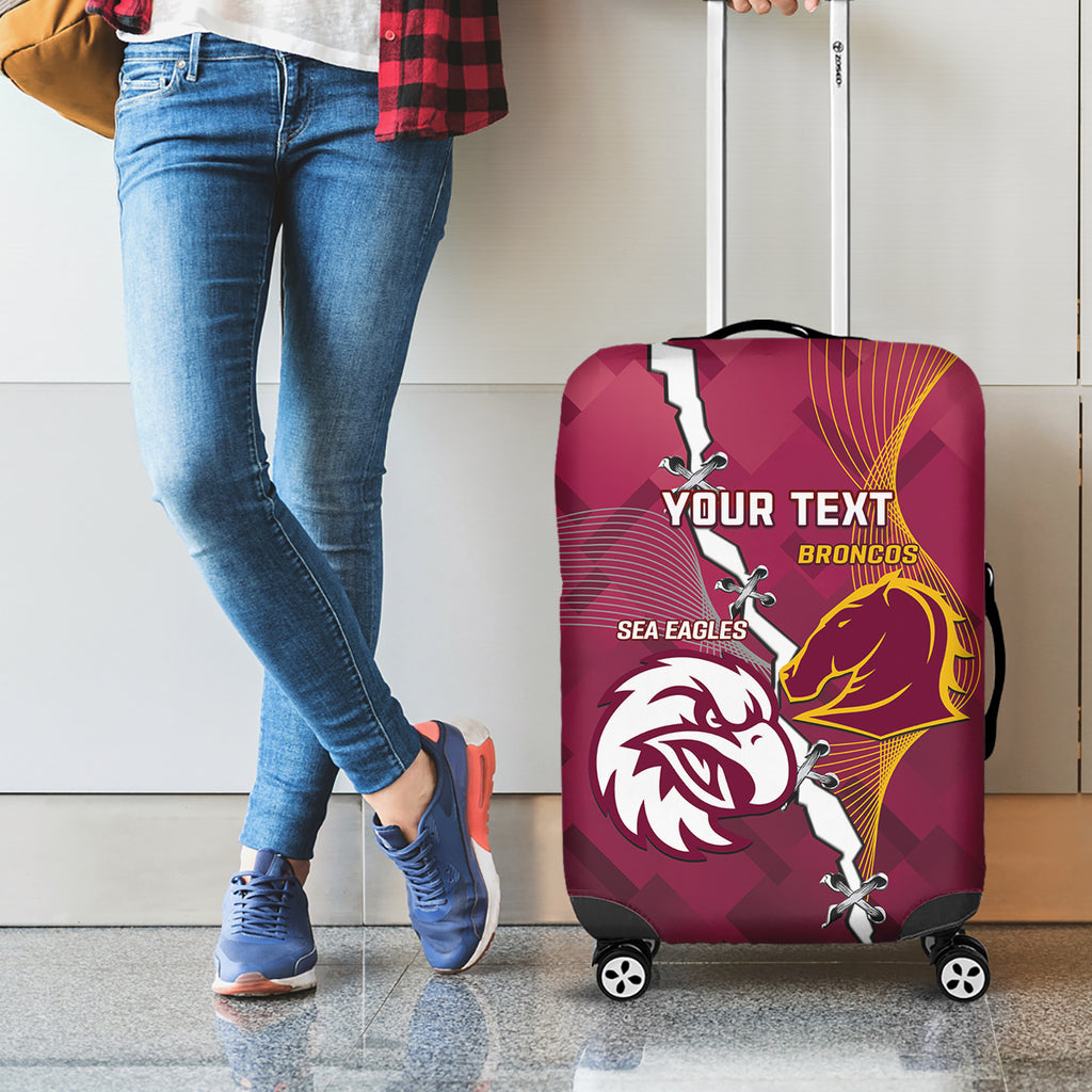 Personalised Broncos And Eagles Rugby Luggage Cover Sporty Version