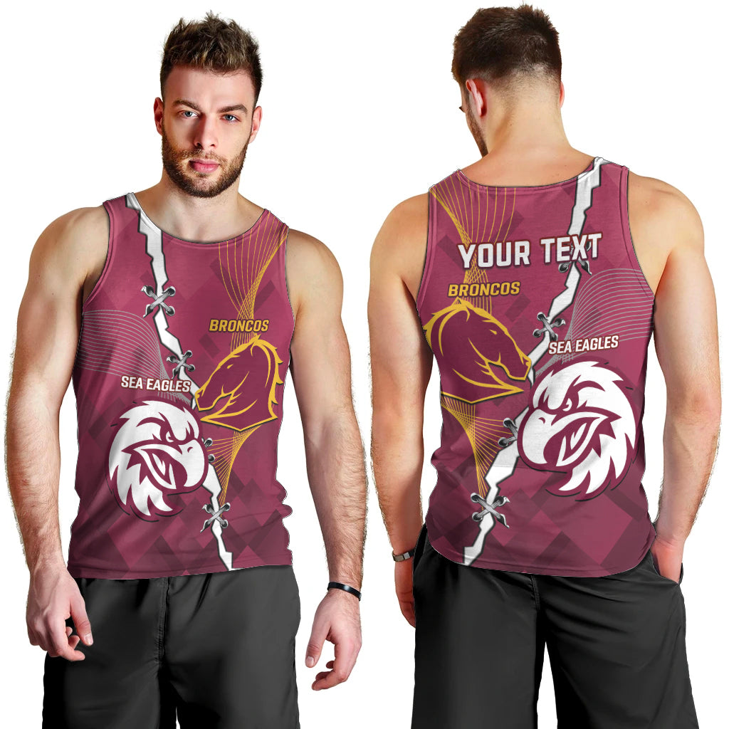 Personalised Broncos And Eagles Rugby Men Tank Top Sporty Version