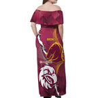 Personalised Broncos And Eagles Rugby Off Shoulder Maxi Dress Sporty Version