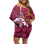 Personalised Broncos And Eagles Rugby Off Shoulder Short Dress Sporty Version